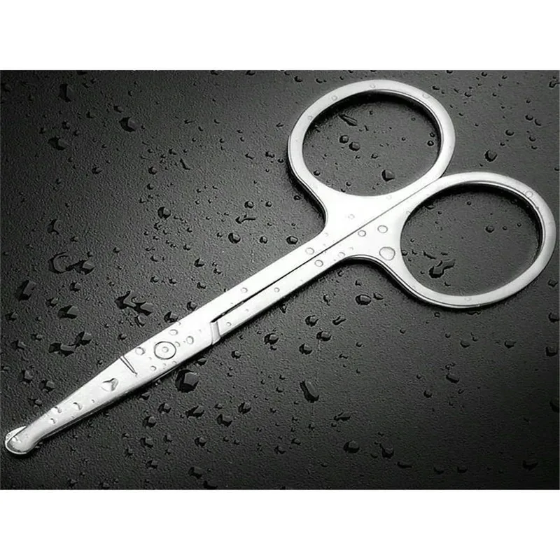 مجموعة مقصات العناية بالفولاذ المقاوم للصدأ - تصميم مكون من 3 أطراف (دائرية/مقولة/مستقيمة) للحواجب والرموش وشعر الأنف والعناية بالأظافر #2