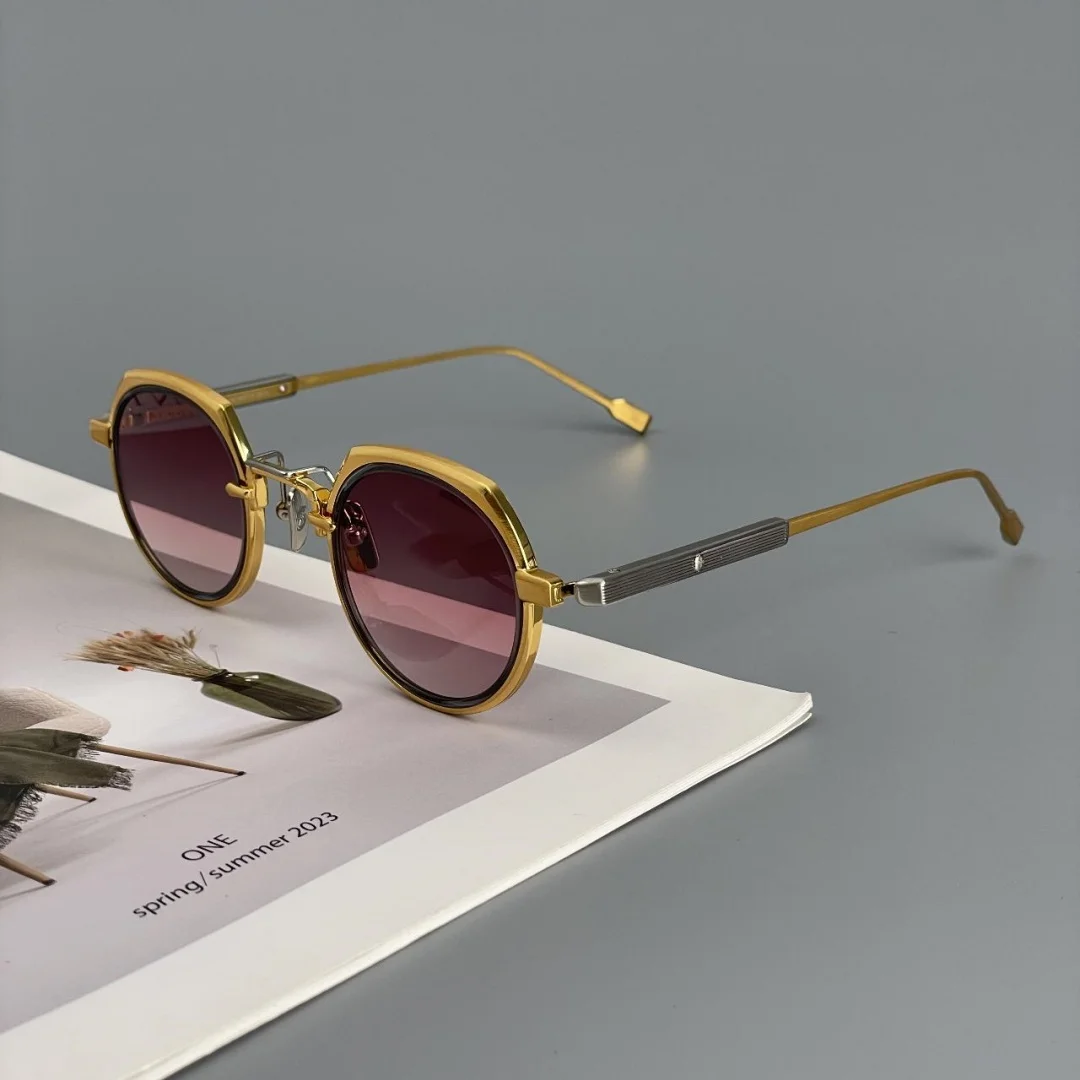 Vintage Polygon Round Acetate Metal Sunglasses Gradient Lens Handcrafted Retro UV400 Protection Outdoor Driving Men Women
