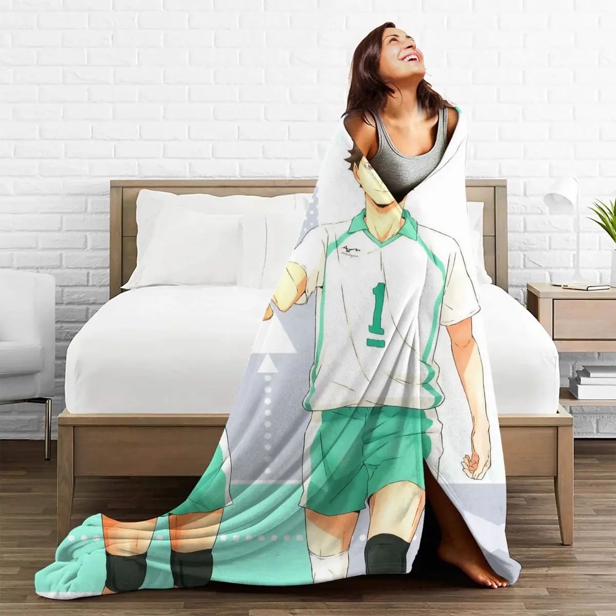 Haikyuu Blanket Flannel Plush Summer Tooru Oikawa Anime Portable Thin Blanket Bedding Bedroom Bedding