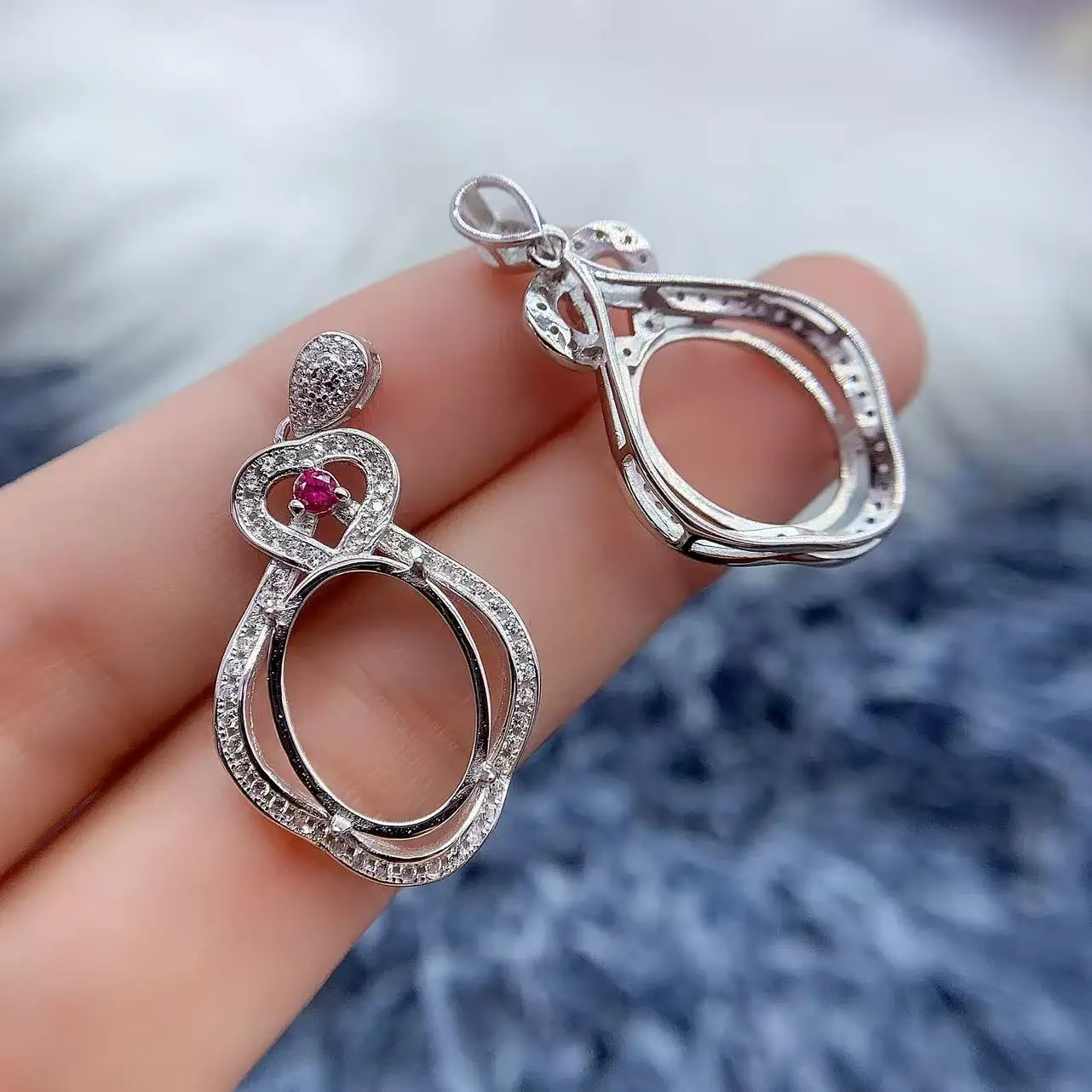 

MeiBaPJ Inlay Oval 12*16mm S925 Sterling Silver Exquisite DIY Pendant Setting Women Versatile Trend Fine Charm Jewelry Wholesale