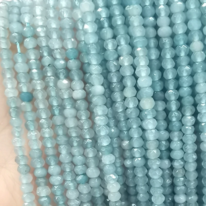 3x5mm Faceted Abacus Natural Chalcedony Light Blue Apatite Colors Loose Stone Beads for Jewelry Making Diy Bracelet Accessories