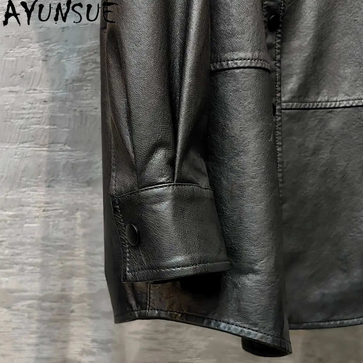 AYUNSUE แจ็คเก็ตหนังแท้สำหรับผู้หญิงฤดูใบไม้ร่วงเสื้อผ้าหนังแกะเสื้อหนังสตรีเสื้อผักฟอกหนังจาเกต้า เดอ คูโร