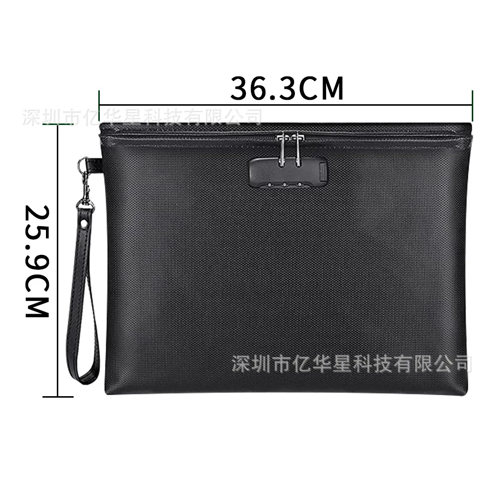 2026 Zipper Bag with Lock Fireproof File Bag Safe Document Fireproof Money Bag Pocket Folders