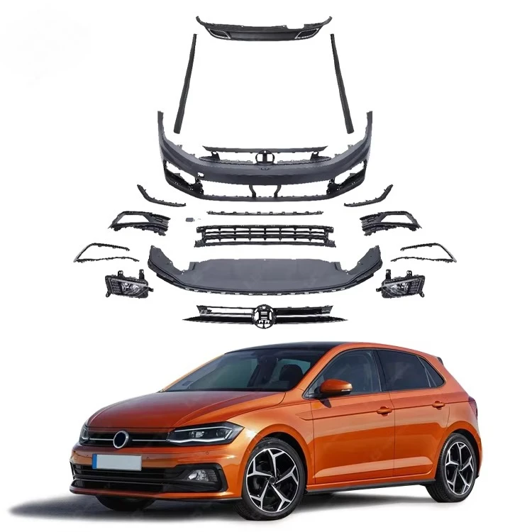 

R Line Style Body Kit for Volkswagen POLO 2019 with Front Bumper Lip Rear Diffuser Side Skirts