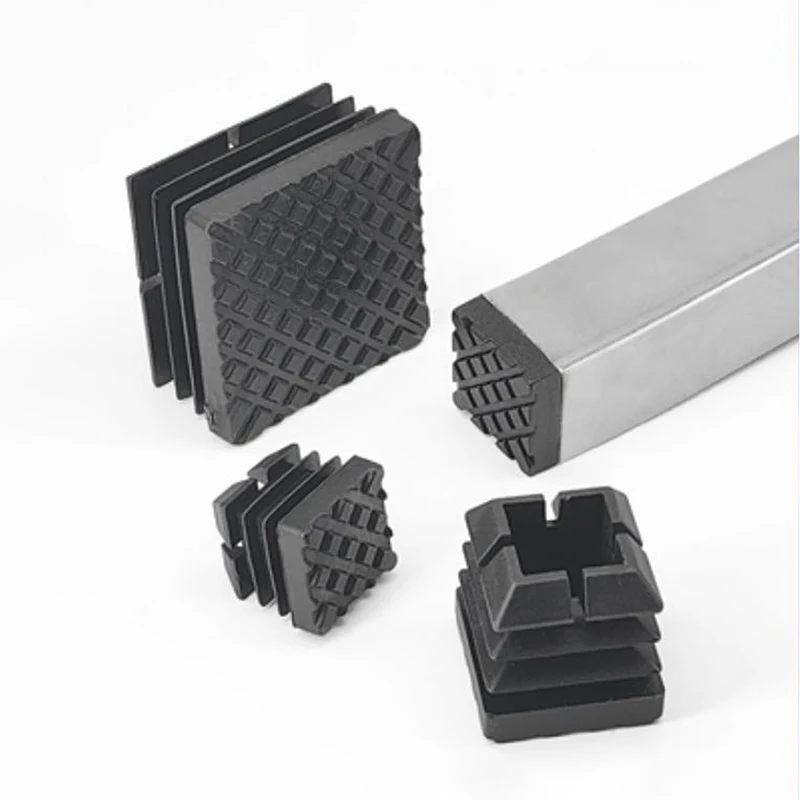 20~60mm Black Plastic Square Pipe Plug Black Rectangular Pipe Tube Cap Insert PlugsTable Chair Furniture Foot Cover