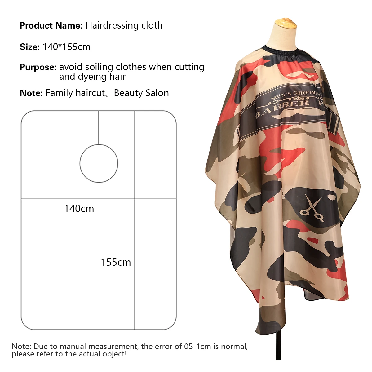 Camouflage Hair Cutting Cape grembiule da barbiere professionale impermeabile antistatico Haircut Gown Salon Styling tintura accessori per capelli