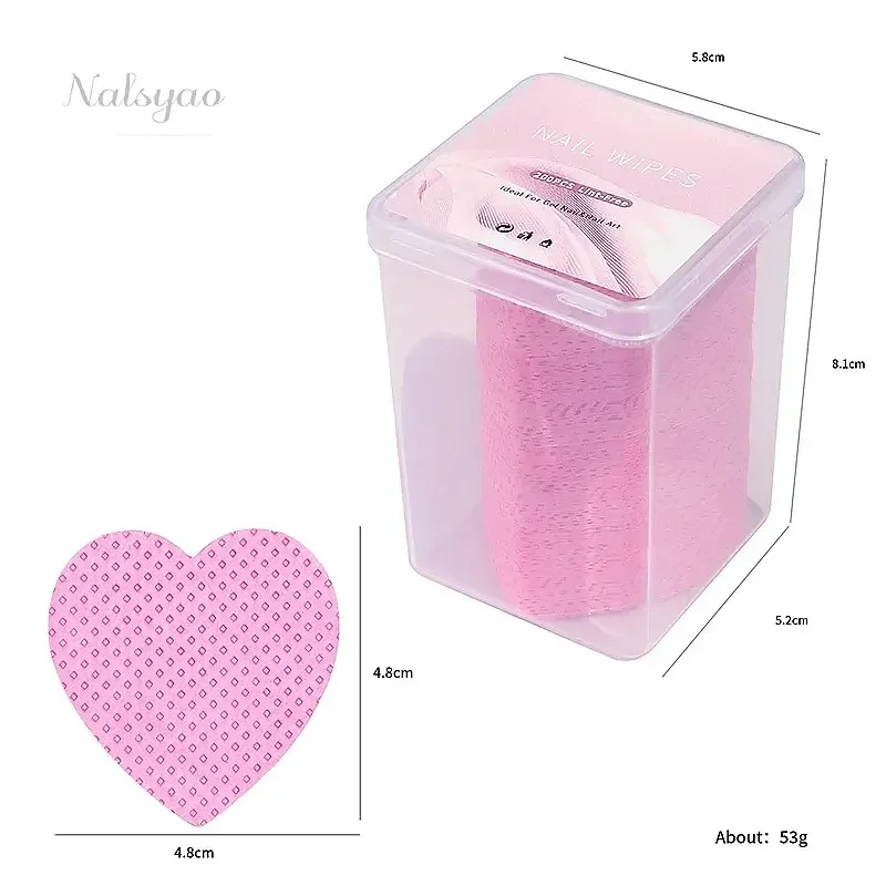 200Pcs Lint-Free Nail Polish Remover Cotton Wipes Heart Shaped UV Gel Tips Remover Cleaner Nail Art Cleaning Tools