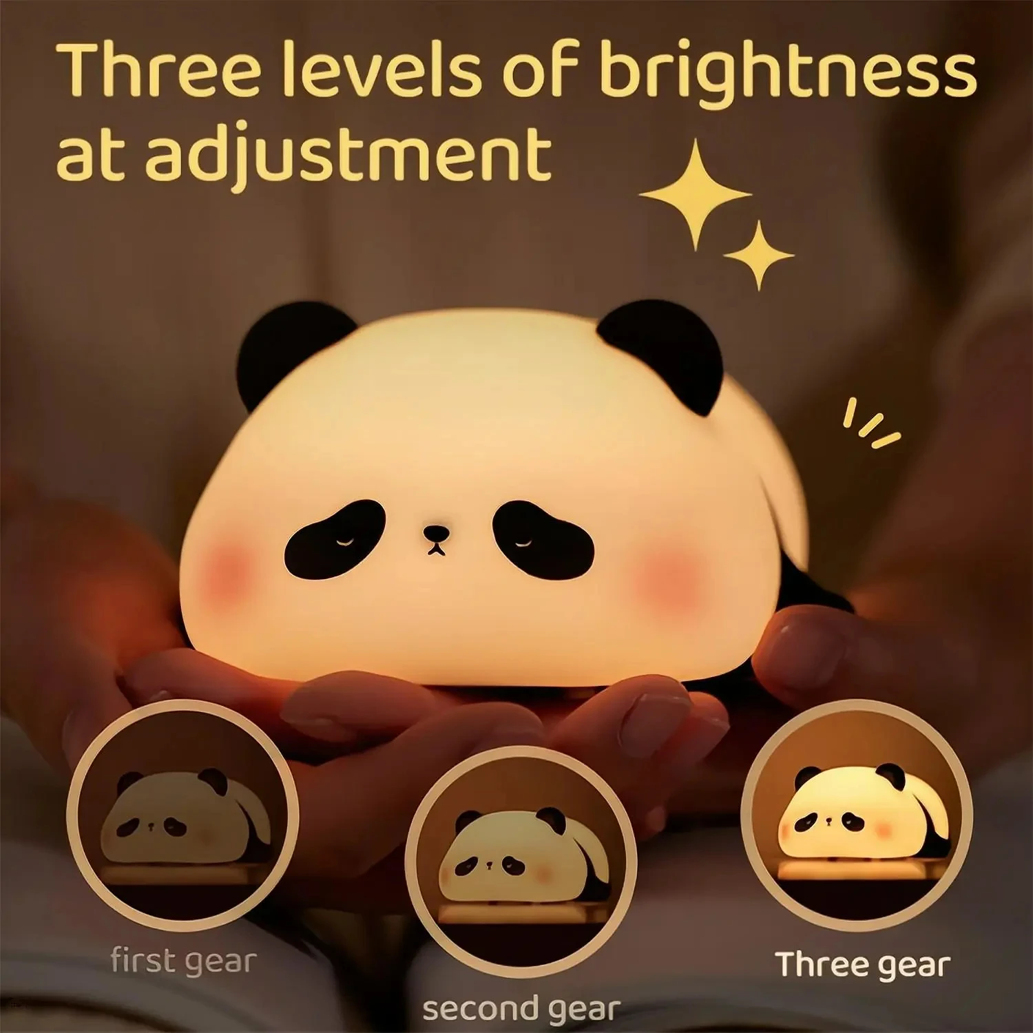LED Cute Sheep Night Light USB Silicone Night Lamp Rechargeable Touch Sensor Nightlight Panda Rabbit Lamp for Kids Bedroom Decor