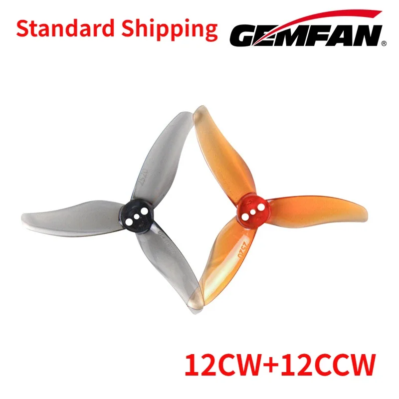 12Pairs(12CW+12CCW) Gemfan Hurricane 2520 3-Blade Propeller (Random Color) for FPV Freestyle 2.5inch Drone