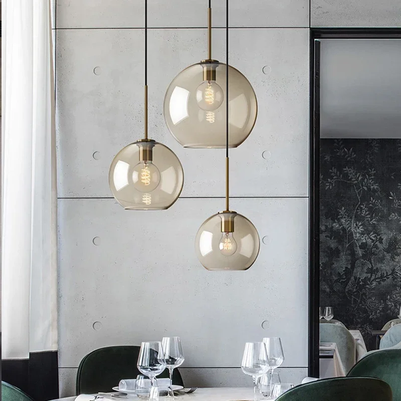 

Modern design glass LED pendant light Nordic retro industrial style lighting fixture home decoration dining room pendant light