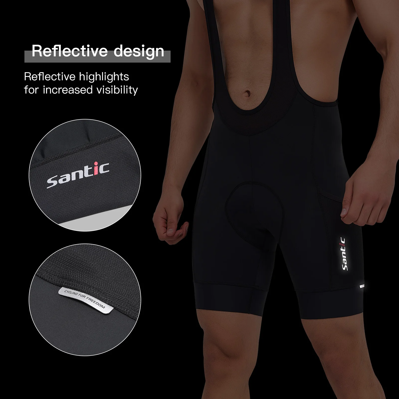 Santic Men Cycling Bib Shorts 4D Cushion Padding Cycling Bottom Bib Shorts Long Distance MTB Padded Shorts Tights Slim Fit