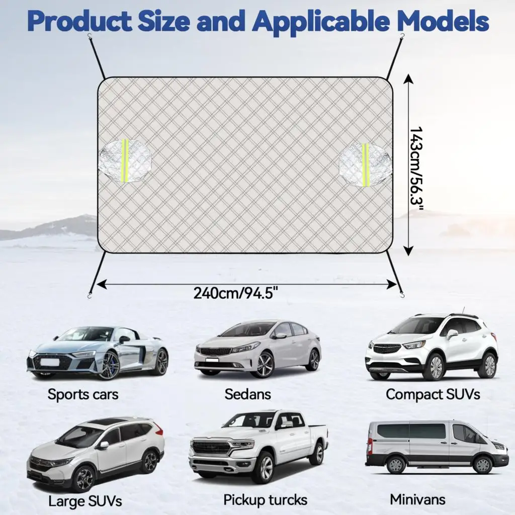 APKTNKA Auto Car Universal Windshield Cover Outdoor Protector Winter Windscreen Snow Cover Ice Rain Dust Frost Guard 240*143CM