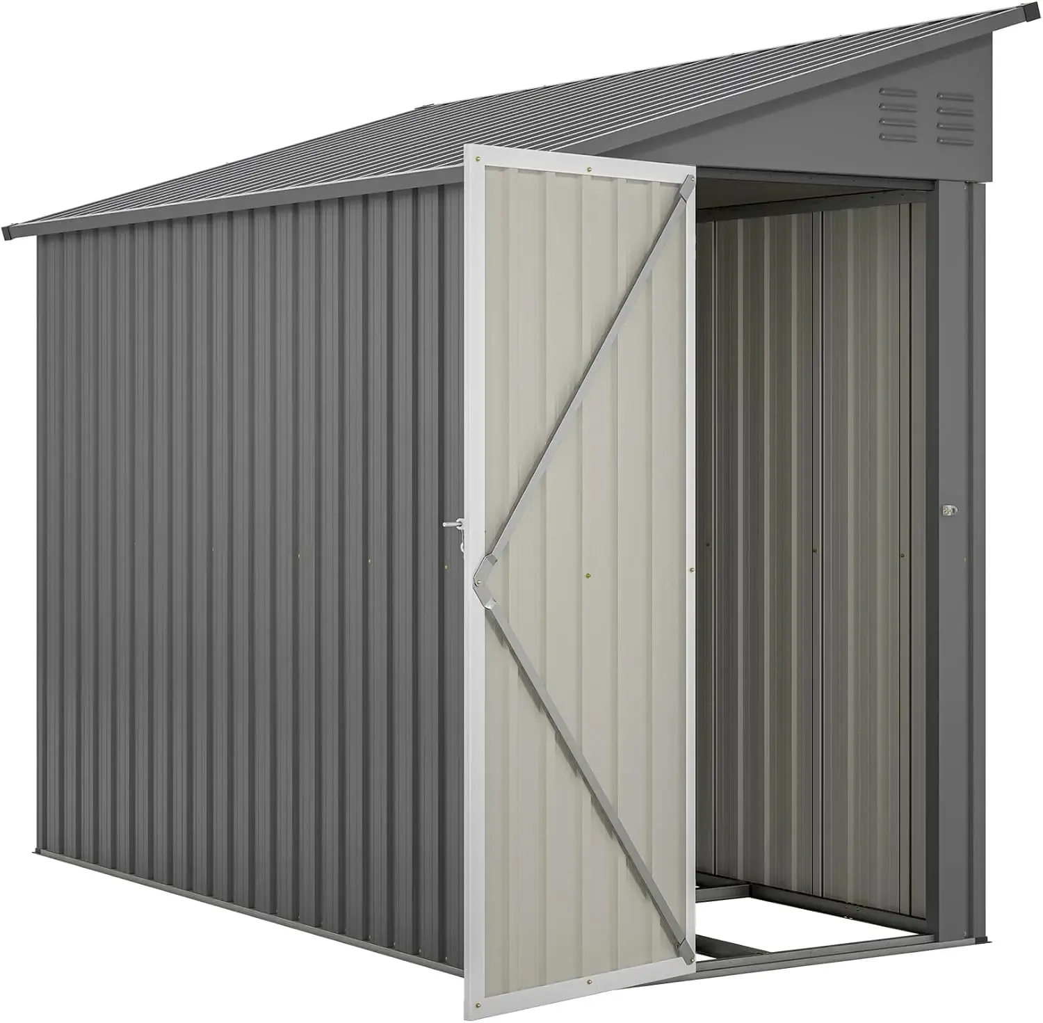 Shed Lean to Storage Shed, Outdoor 4' x 8' Metal Wall Side Storage Sheds & Outdoor Storage, Garden Storage Cabinet for Backayrd,