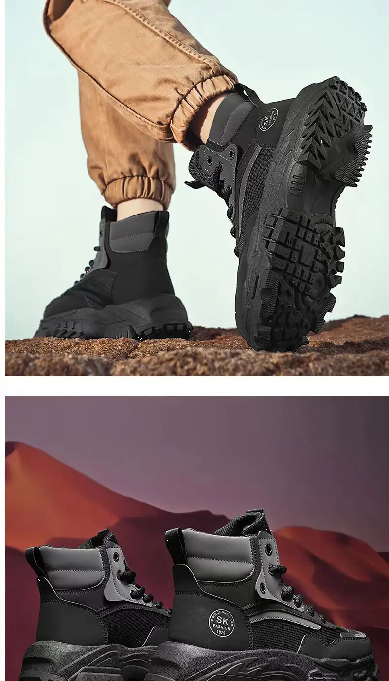 2026 Herren High-Top Arbeitsschutzschuhe Rutschfeste Verschleißfeste Frühling-Herbst Outdoor-Kletter-Arbeits-Sport-Trendstiefel – Detail 16