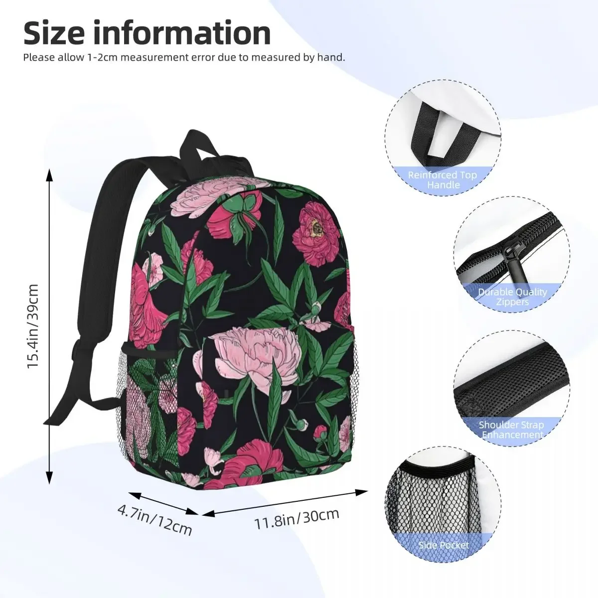 Wild Flowers And Plants Watercolor - Wild Nature Botanical Print Backpack Bookbag School Bags Laptop Rucksack Shoulder Bag