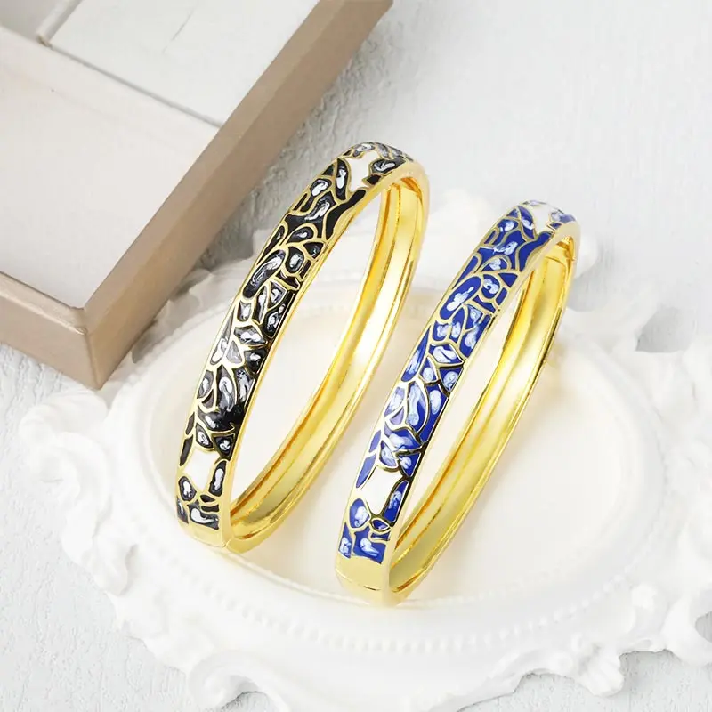 

18K Gold Plated Pure Copper Colorful Abstract Pattern Bracelet Fashion High-End Design for Women Daily Wear and Party Bracelet