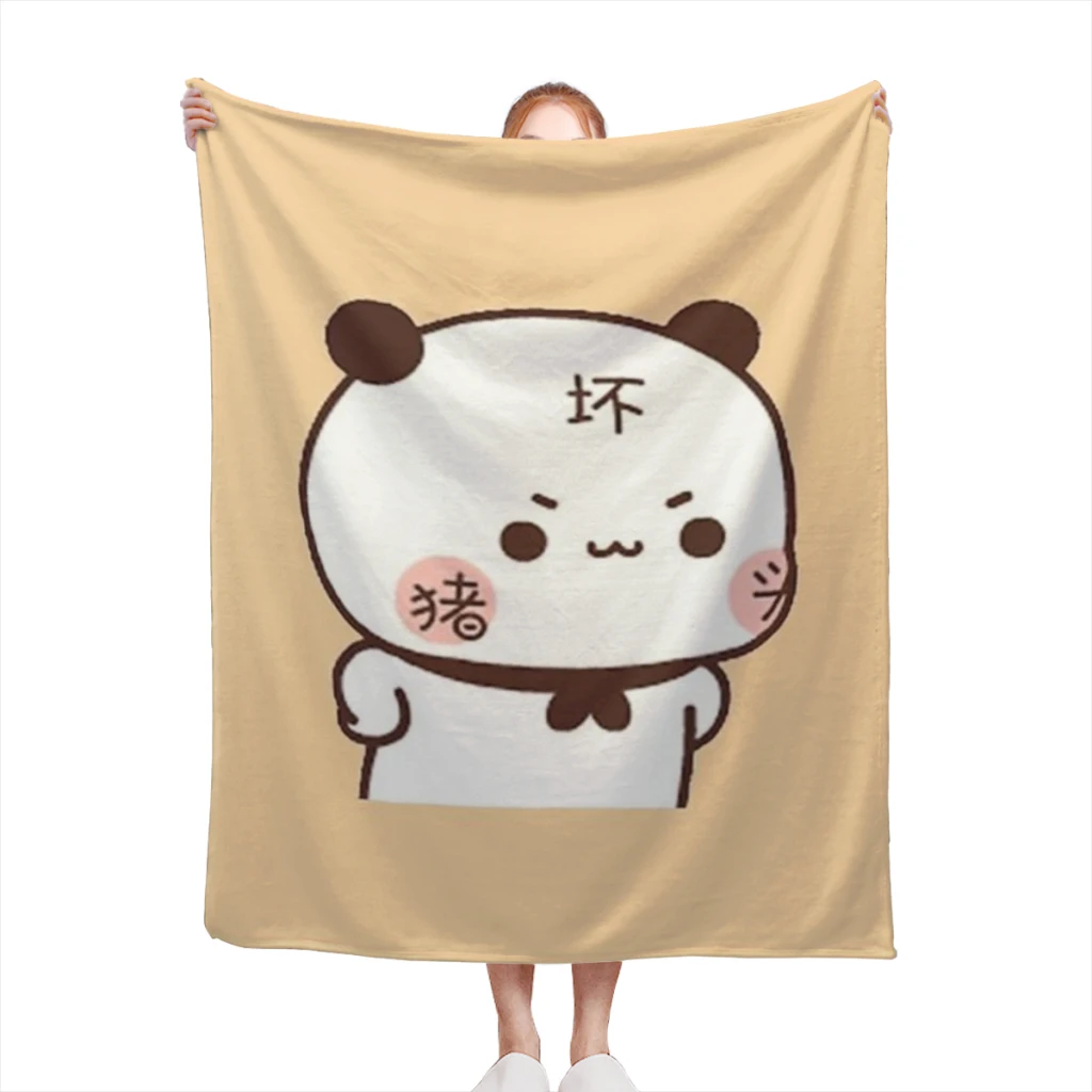 

Fluffy Baby Blanket Bear and Panda Bubu Dudu Sofa Camp Nap Bedspread Cozy Flannel Blanket Bedroom Decor