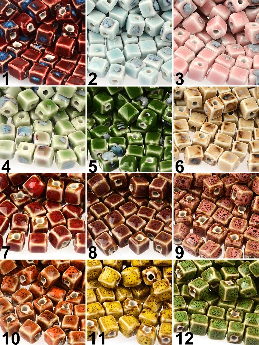 8/10mm Vintage Square Ceramic Beads Loose Spacer Beads for Jewelry Making Handmade Diy Materials Bracelet