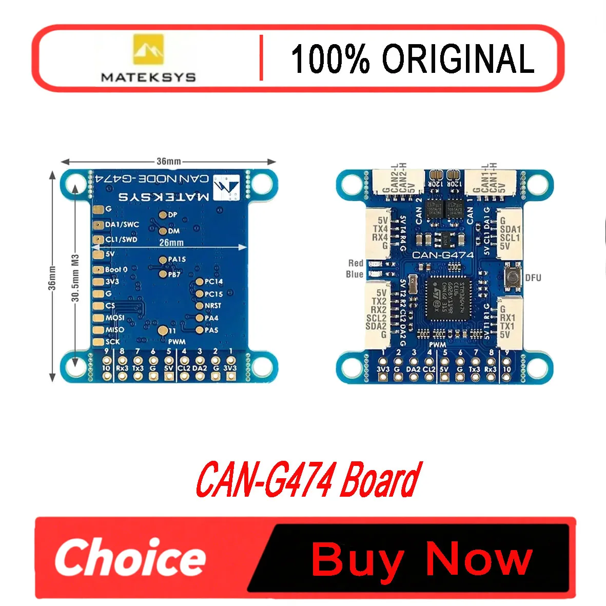 MATEK CAN-G474 Board with 5Mbit/s CAN Transceiver and STM32G474 MCU AP_PERIPH CAN NODE for RC FPV Drone