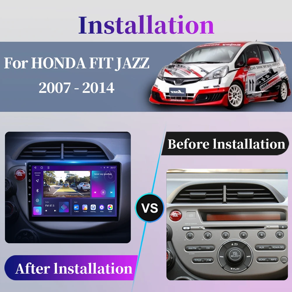 Android Car Radio For HONDA FIT JAZZ 2007 - 2014 Multimedia Video Player GPS Navigation Carplay QLED Touch Screen Auto Stereo 8G