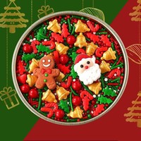Christmas Sprinkles Mix Christmas Tree Santa Claus Sprinkles Christmas Jimmies Red and Green Sprinkle for Cookie Baking Decor