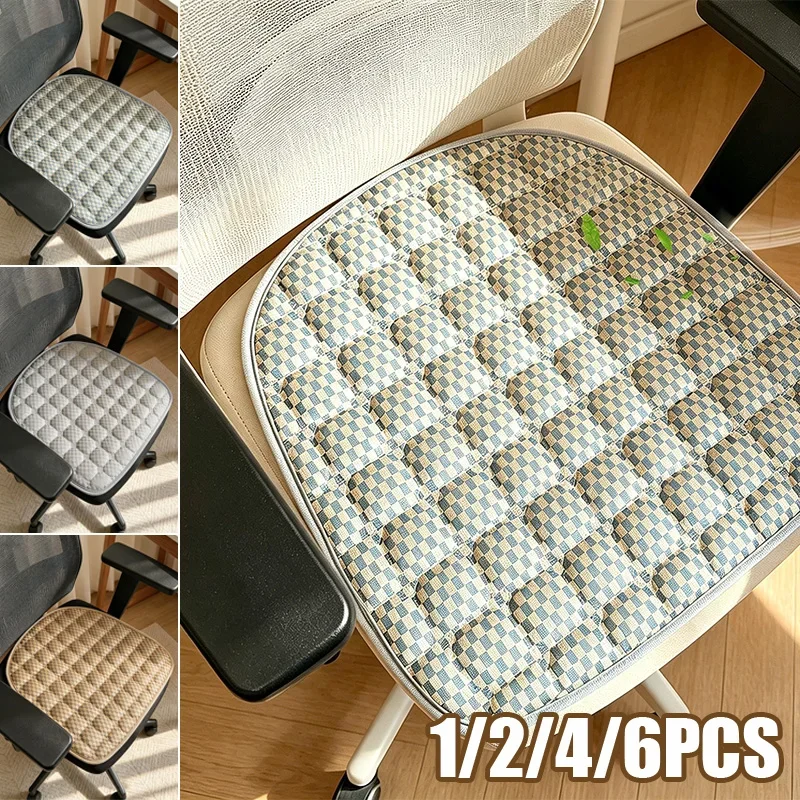 1/4/6PCS Universal Cooling Chair Cushion Ice Silk PPCotton Padding Seat Mat Non Slip Pad for Dining Office Car Use Home Decor