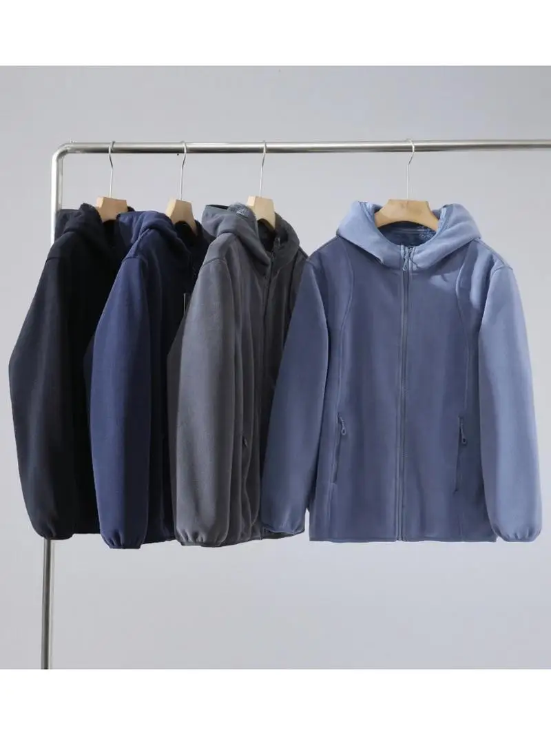 

Faionable Thiened Fce Hooded Open Cardigan Sweatirt Jaet Men's Autumn Winter New Sle Warmth Outerwear for Couples