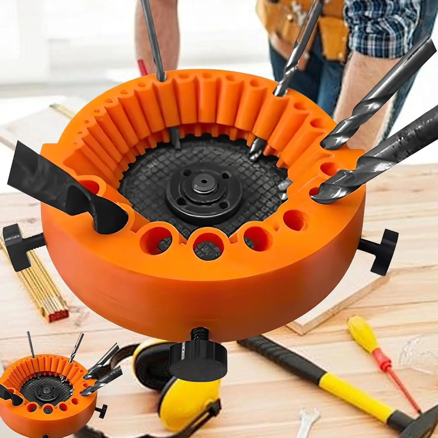 Drill Bit Sharpener Attachment – Multi-purpose Grinding Tool For 2-13mm Bits, 118° Precision Angle, Compatible With 125mm Angle Grinders (Orange)