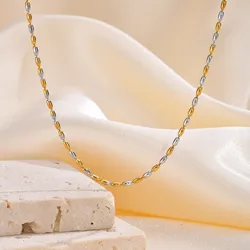 Two Tone Beaded Chain Necklace for Women,Stainless Steel Olive Bead Chain Necklace, 18K Gold PVD Plated,Fashion Jewelry Gifts