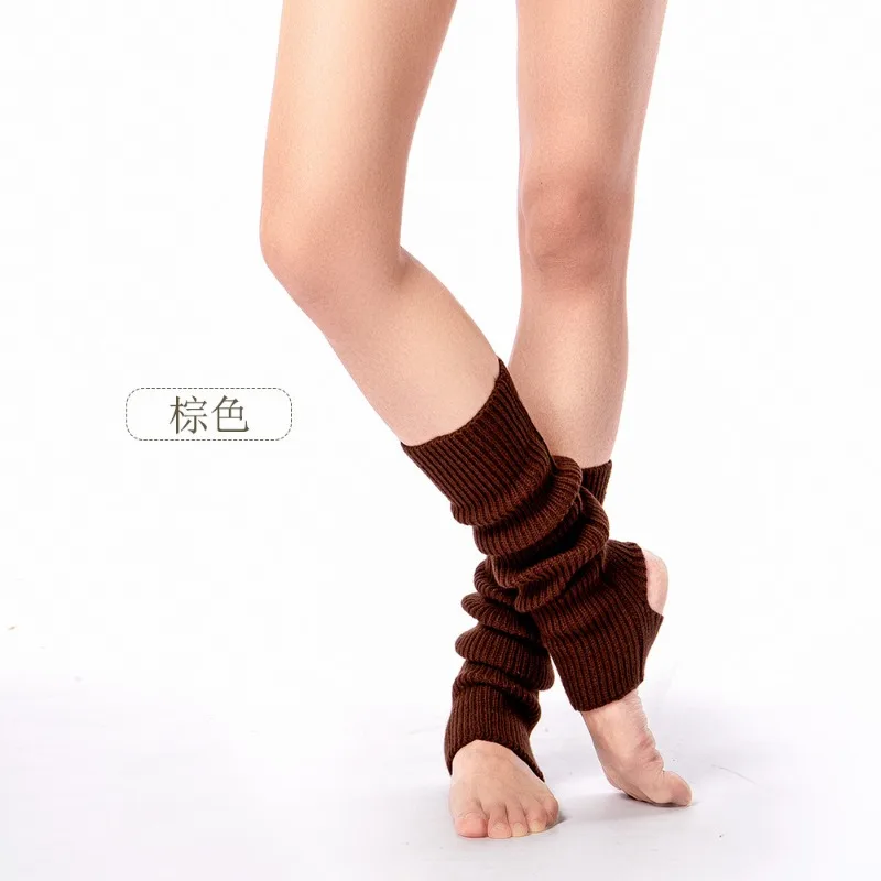 Long Solid Color Knee High Yoga Socks Simple Footless Non Slip Pilates Dance Professional Sports Accessories Pile Socks