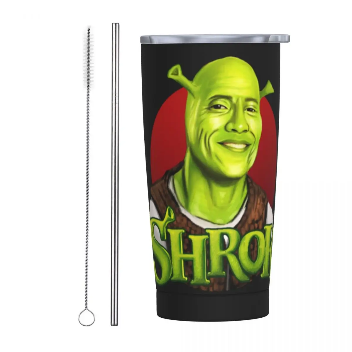 Green Dwayne Johnson Tumbler 20oz Stainless Steel Double Wall Vacuum Insulated Funny Mug With Straw for Cold and Hot