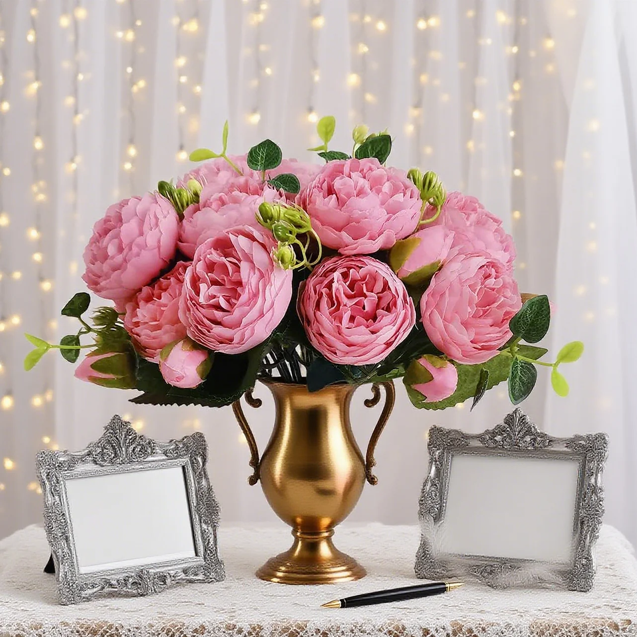 Flores Artificiales, Rosas de Seda, Ramo de Peonías, Decoración para Mesa de Hogar, Habitación, Festival, Boda, Corona, Álbum de Recortes, Planta Artificial, Caja de Regalo DIY