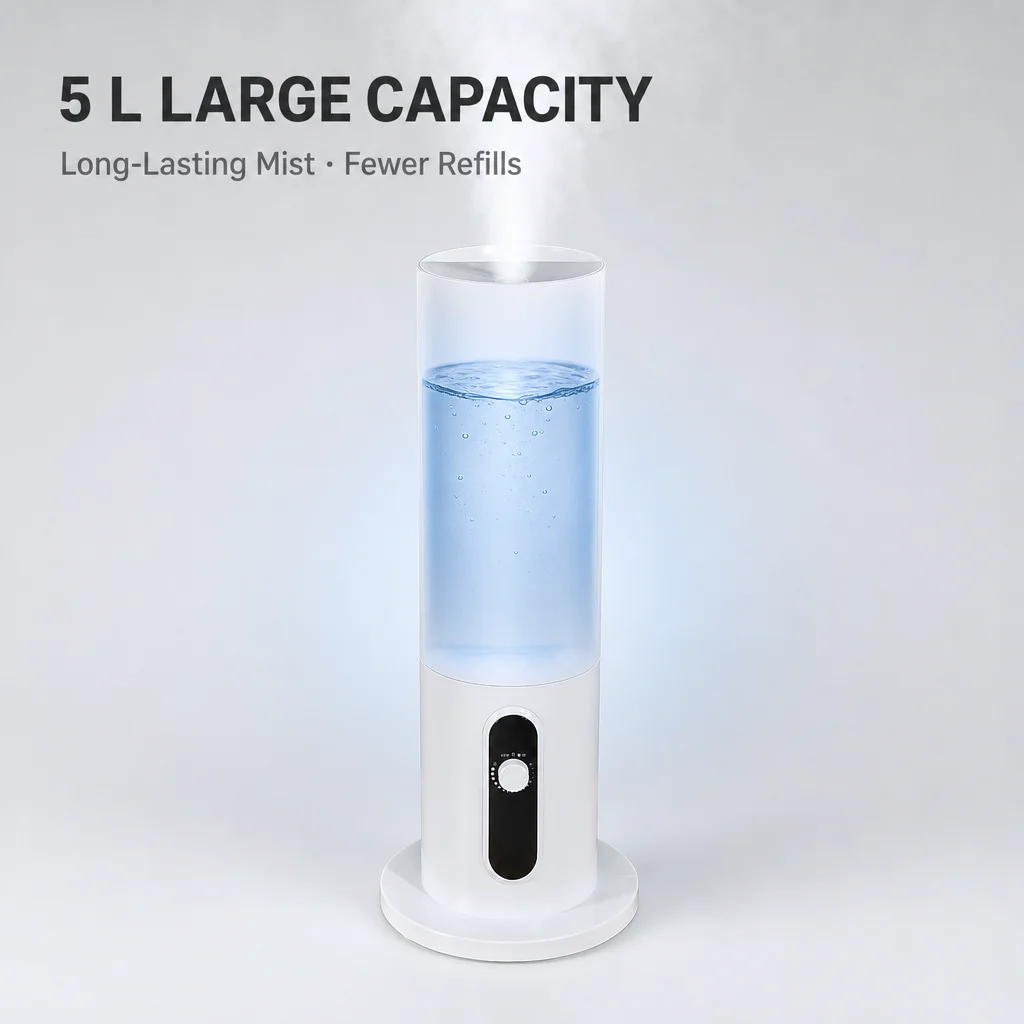 5 Liter Electric Cool Mist Ultrasonic Air Humidifier with Low Noise 1 Year Warranty for Household Office Use