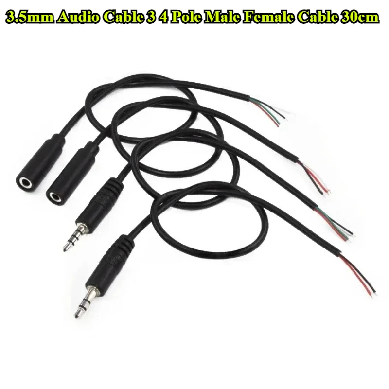 5/10Pcs 3.5mm Audio Cable Connector 3 4 Pole Mono Stereo Male Plug Female Jack Extension Wire AUX Headphone DIY Repair 30CM
