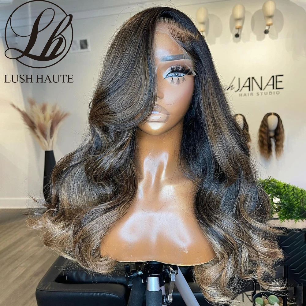 Body Wave Lace Front Wigs Highlight Lace Frontal Wigs Synthetic Omber Blonde /Red Highlight With Black Colored With Baby Hair