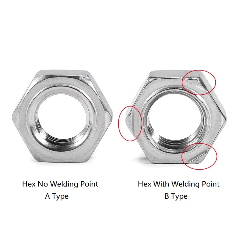 M3 M4 M5 M6 M8 M10 M12 M14 M16 304 / 316 Stainless Steel / Carbon Steel Hexagon / Square Weld Nut Spot Welding Nut