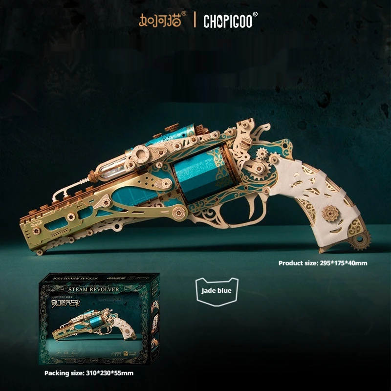 Original How Cat CHOPIGOO DIY 3D Wooden Puzzle Steam Revolver