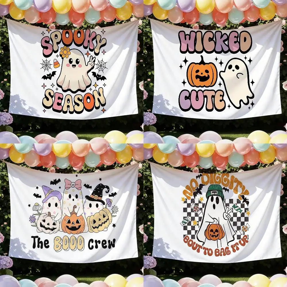 Groovy Cute Ghost Halloween Funny Flags for Bedrooms Home Decor Items Outdoor Decors Garage Decoration Flaga