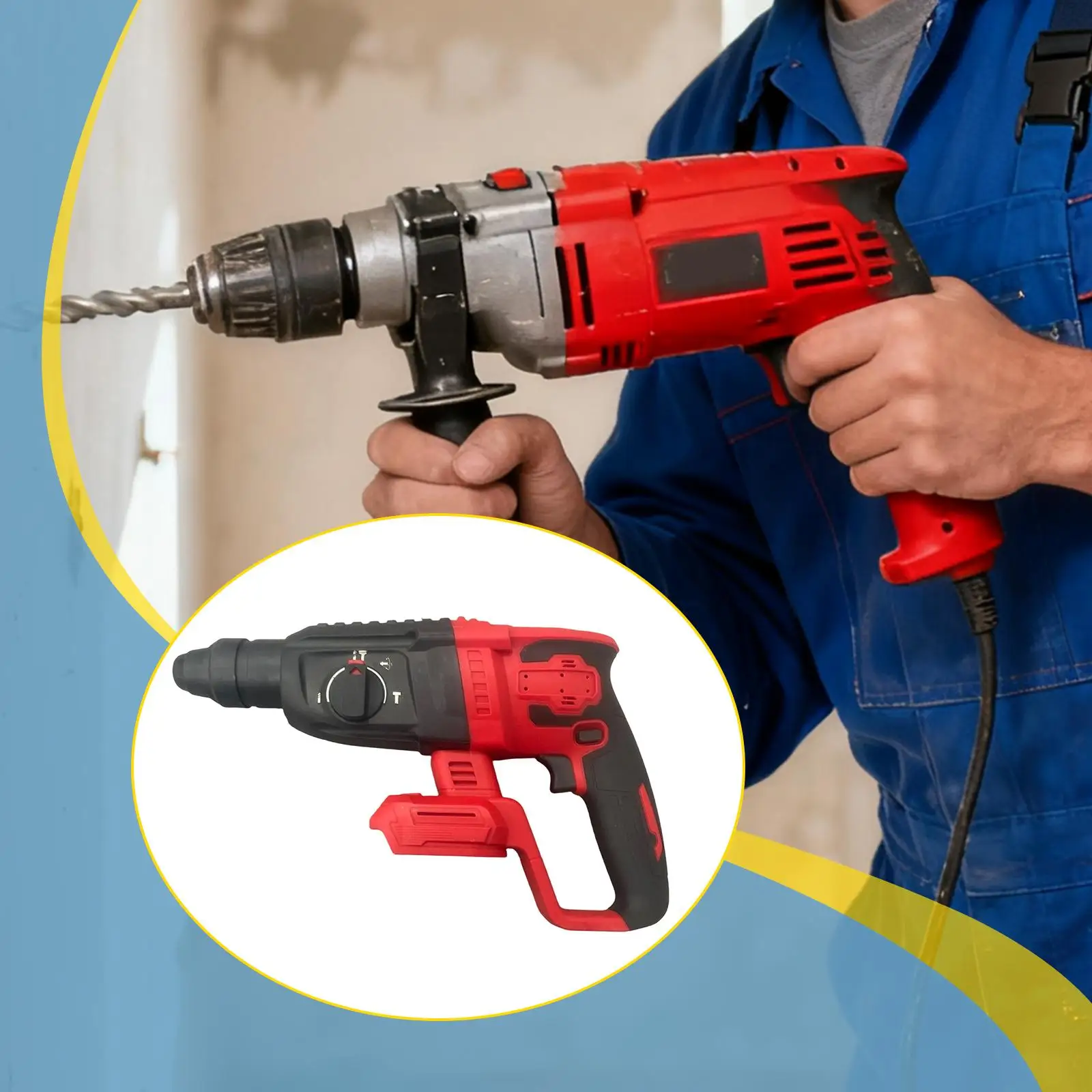 

Electric Rotary Hammer Drill Portable Chipping Hammer High Efficiency Concrete Breaker Power Tool for Trenching and Masonry Work