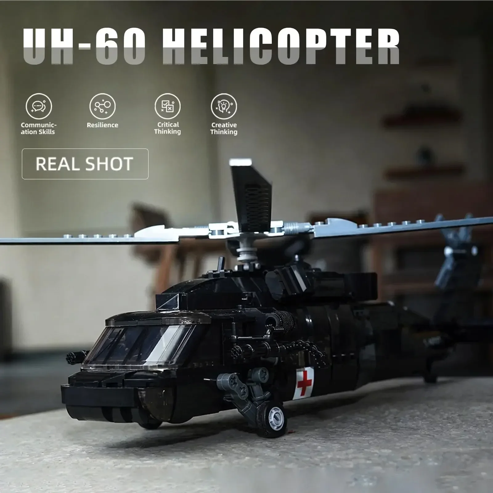 692PCS Military UH-60L Medical Rescue Aircraft Building Blocks Black Hawk Helicopter Bricks Set With Mini Figures Kids Toy Gifts