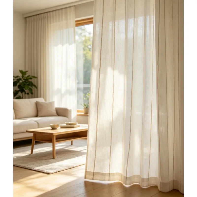 Modern Minimalist Linen Gauze Plain Color Gauze Curtain, Transparent But Not Translucent, Living Room, Bedroom, Balcony Curtains