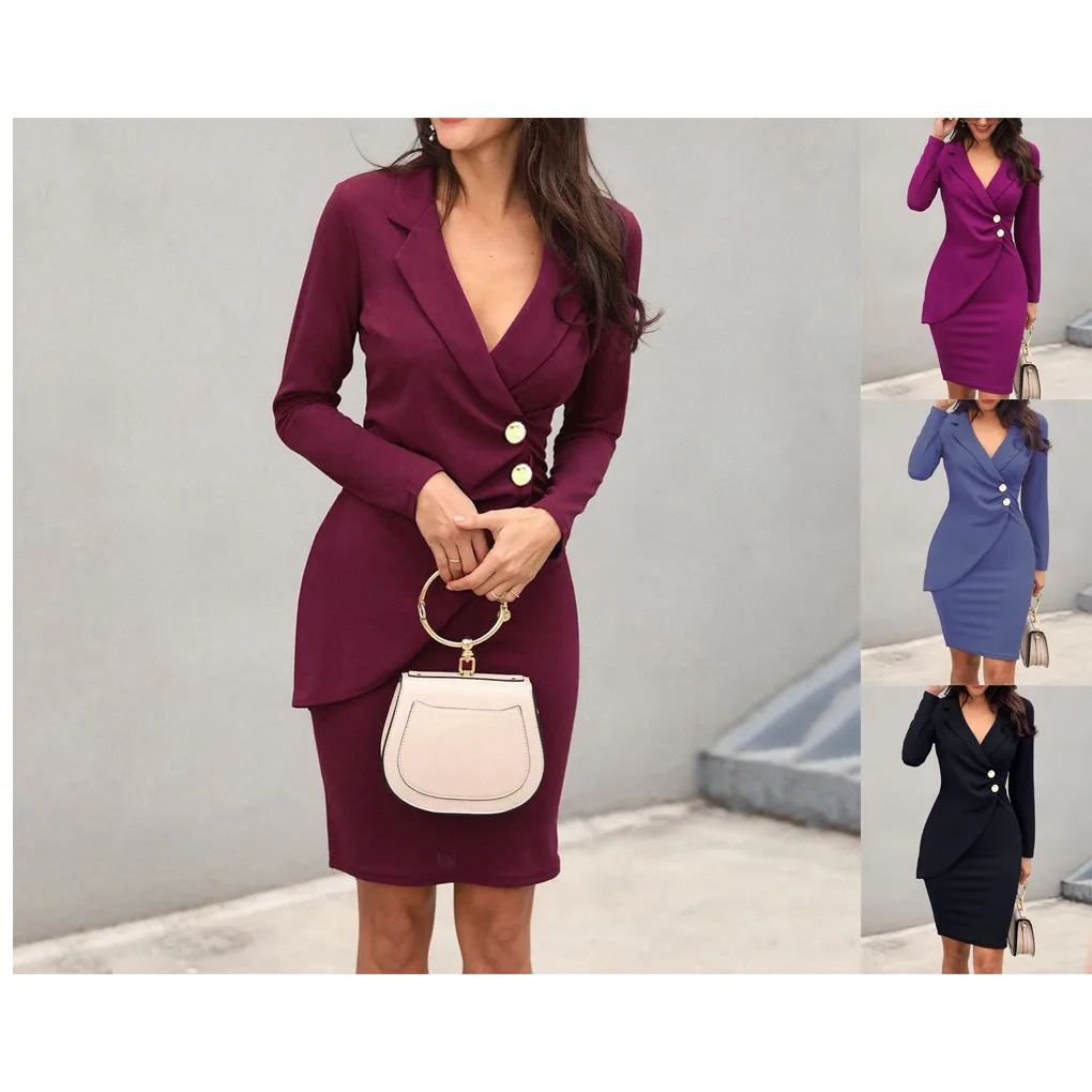 

Slim Fit Profional Dr 2025 Hip Baing Button Breasted Cleanfit Sle Women's irt Winter Collection Non-deformable