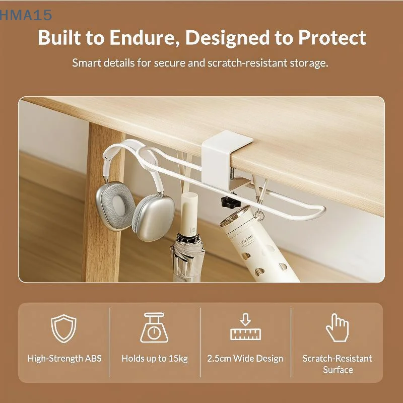 【YA】Adjustable Table Hook Rounded Corner Carbon Steel Easy Install Backpack Handbag Holder for Home Office Desktop Use