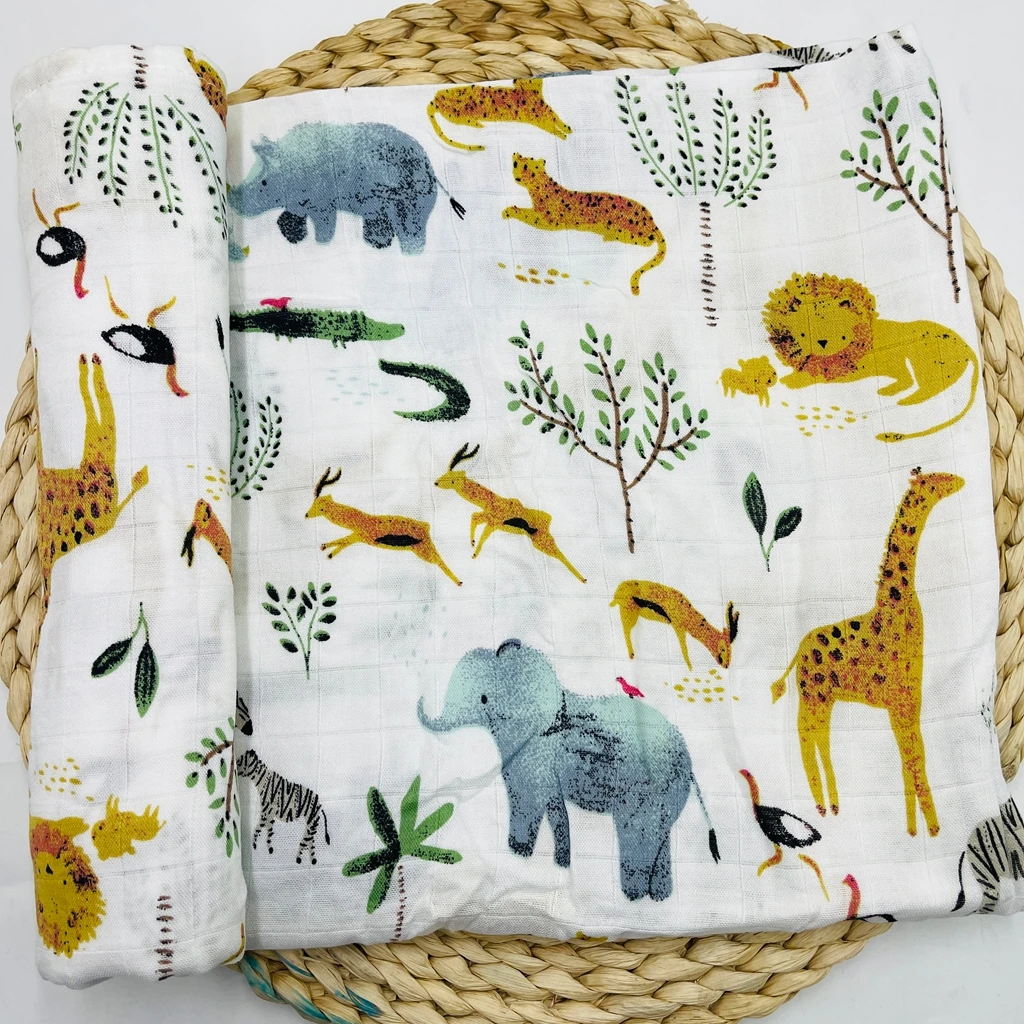 Zoo Ultra Soft 47x47 Inch Baby Muslin Blanket Lightweight Breathable Swaddle Receiving Blanket for Newborn Infants