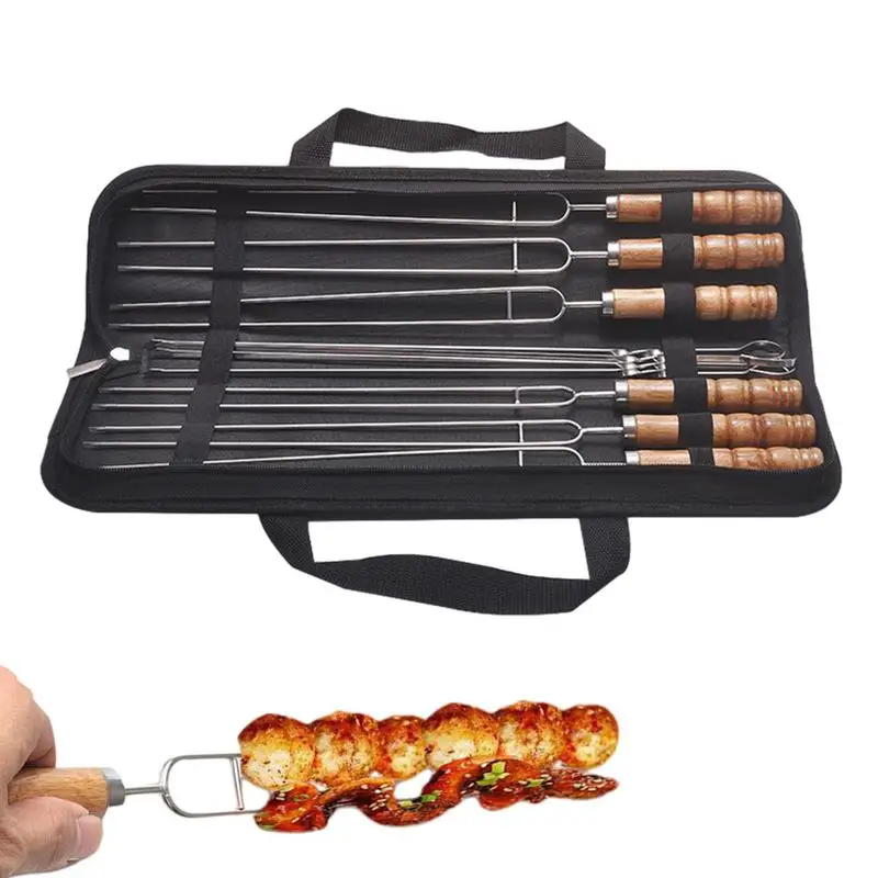 10PCS camping Barbecue skewers Stainless Steel Grilling Sticks U Type BBQ Flat Skewers Portable Kebab Sticks camping accessory