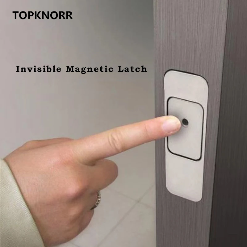 Invisible Magnetic Automatic Wooden Door Sub-mother Door Hidden Pin Door Bolt One Press to Open Folding Door Pin Lock