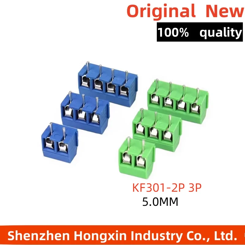 10pcs KF-301 cross blue KF301-2P 3P 5.0MM PCB wiring terminal 10A 300V can be spliced