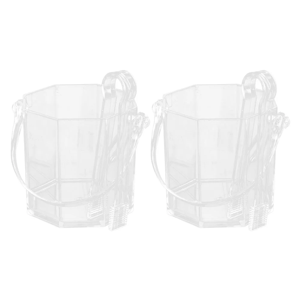 

2 Sets Drinks Ice Bucket Container for Catering Supplies Beach Party Transparent