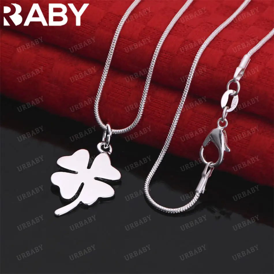 

URBABY 40-75cm 925 Sterling Silver Four Leaf Clover Pendant Necklace For Women Men Creativity Gifts Street All-match Party