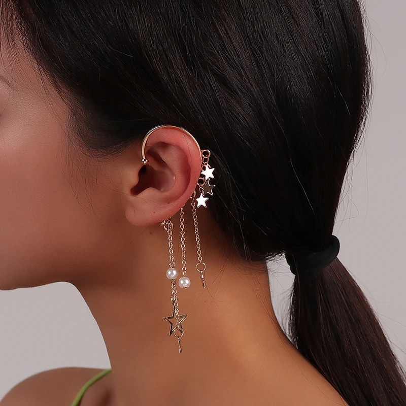 Aihua 1pc neue Stylistin Boho Schmetterling Stern Kristall Ohrringe für Frauen kein Piercing lange Ohr Manschette Ohrringe Böhmen Schmuck Geschenke – Detail 9